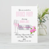 白いピンクのエレガントなシャンパンの離婚パーティー 招待状 (スタンド正面)