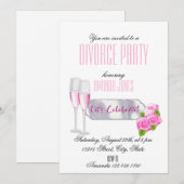 白いピンクのエレガントなシャンパンの離婚パーティー 招待状 (正面/裏面)