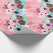 白いピンクのバラとアネモネの花 ラッピングペーパー (角)