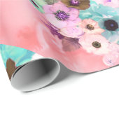 白いピンクのバラとアネモネの花 ラッピングペーパー (ロールコーナー)