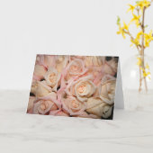 白いピンクのバラ カード (黄色い花)