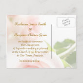 白いピンクのバラ 結婚発表 案内ポストカード (裏面)