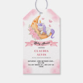 白いピンクのユニコーンが眠るMベイビーシャワー ギフトタグ (正面)
