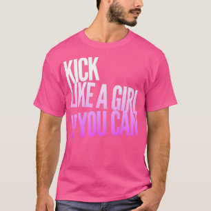 白いピンクの女もしの子のように蹴る Tシャツ
