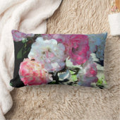 白いピンクの牡丹 ランバークッション (ブランケット)