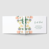 白いピンクの花のエレガント誕生日 ゲストブック (全面)