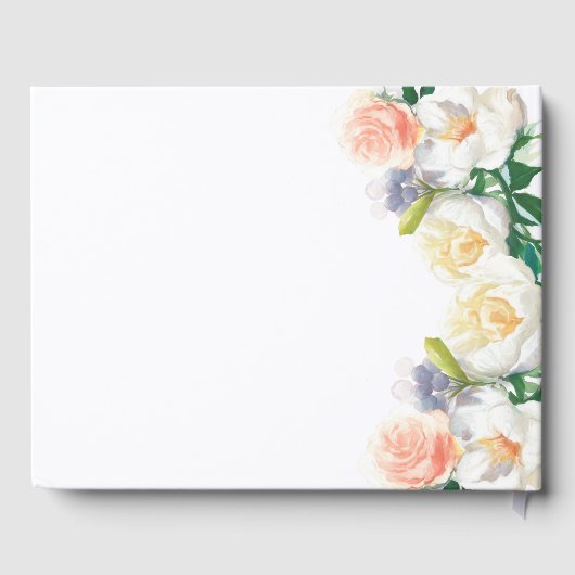 白いピンクの花のエレガント誕生日 ゲストブック (裏面)
