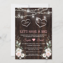 白いピンクの花のストリングライト バーン 私も BBQ 招待状