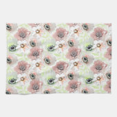 白いピンクの花。 キッチンタオル (横)