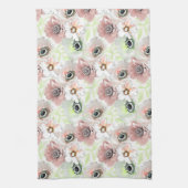 白いピンクの花。 キッチンタオル (縦)