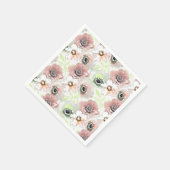 白いピンクの花。 スタンダードカクテルナプキン (角)
