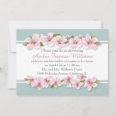 白いピンクの蘭のブライダルシャワー 招待状 (正面)