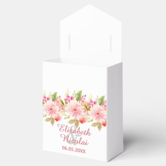 白いピンク結婚の花感謝していのあなた フェイバーボックス (オープン)