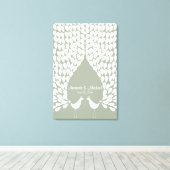 白いピーコックス結婚のゲストブックキャンバス キャンバスプリント (インサイチュ (ウッドフロア))