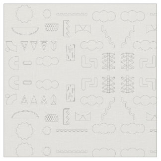 白いファブリック上の80sグラフィックジオメトリックパターン ファブリック