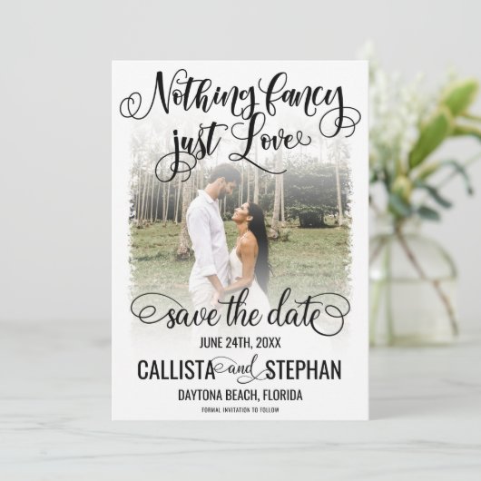 白いファンシー黒い写真を愛する結婚なし セーブザデート (スタンド正面)