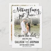 白いファンシー黒い写真を愛する結婚なし セーブザデート (正面/裏面)