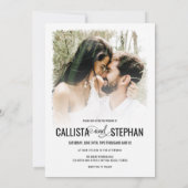 白いファンシー黒い写真を愛する結婚なし 招待状 (裏面)