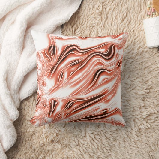 白いファンドに派手なサーモンから赤の長い波状のトレースへ クッション (ブランケット)