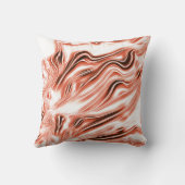 白いファンドに派手なサーモンから赤の長い波状のトレースへ クッション (裏面)