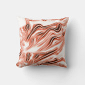 白いファンドに派手なサーモンから赤の長い波状のトレースへ クッション (正面)