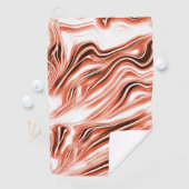 白いファンドに派手なサーモンから赤の長い波状のトレースへ ゴルフタオル (インサイチュ)