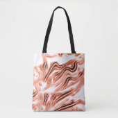 白いファンドに派手なサーモンから赤の長い波状のトレースへ トートバッグ (正面)