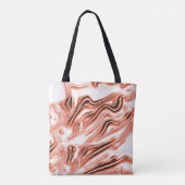白いファンドに派手なサーモンから赤の長い波状のトレースへ トートバッグ (裏面)