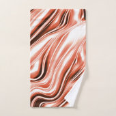 白いファンドに派手なサーモンから赤の長い波状のトレースへ バスタオルセット (ハンドタオル)