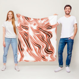 白いファンドに派手なサーモンから赤の長い波状のトレースへ フリースブランケット