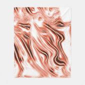 白いファンドに派手なサーモンから赤の長い波状のトレースへ フリースブランケット (正面)