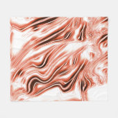 白いファンドに派手なサーモンから赤の長い波状のトレースへ フリースブランケット (正面(横))