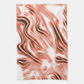 白いファンド上の赤い長い波状のトレースに光沢のあるサーモン キッチンタオル (縦)