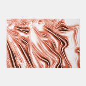 白いファンド上の赤い長い波状のトレースに光沢のあるサーモン ドアマット (正面)