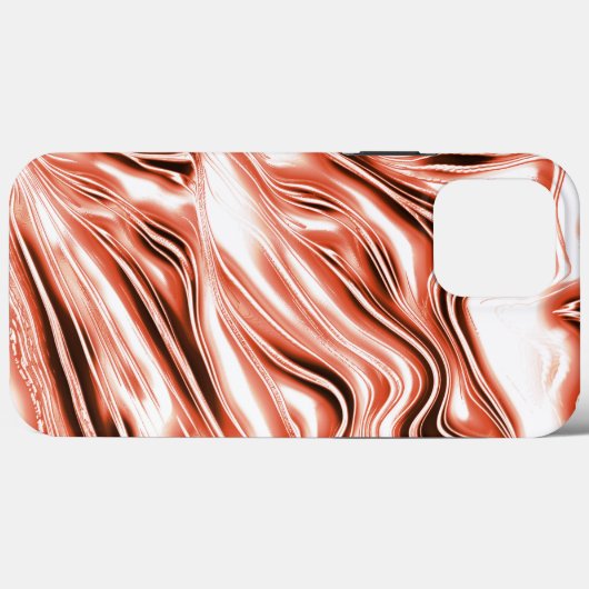 白いファンド上の赤い長い波状のトレースに光沢のあるサーモン Case-Mate iPhoneケース (裏面 (横))