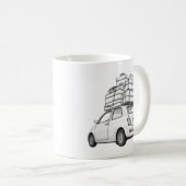 白いフィアット車 コーヒーマグカップ (正面右)