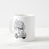 白いフィアット車 コーヒーマグカップ (正面左)