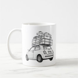 白いフィアット車 コーヒーマグカップ