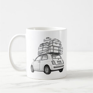 白いフィアット車 コーヒーマグカップ