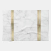 白いフェイク大理石のストライプ金ゴールド キッチンタオル (横)