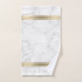 白いフェイク大理石のストライプ金ゴールド バスタオルセット (ハンドタオル)