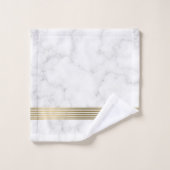 白いフェイク大理石のストライプ金ゴールド バスタオルセット (ウォッシュタオル)