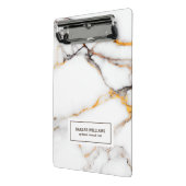 白いフェイク大理石のベージュとグレーのアクセント ミニクリップボード (アングル2)