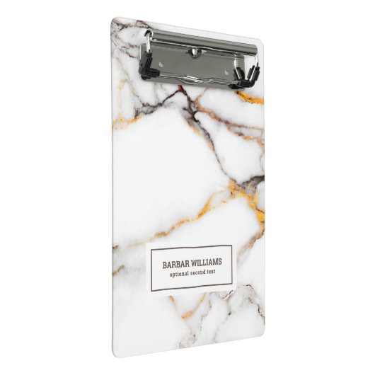 白いフェイク大理石のベージュとグレーのアクセント ミニクリップボード (アングル)