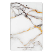 白いフェイク大理石のベージュとグレーのアクセント ミニクリップボード (裏面)