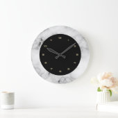 白いフェイク大理石テクスチャ ラージ壁時計 (ホーム)