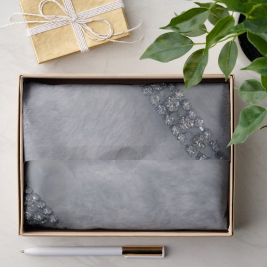 白いフェイク毛皮とダイヤモンドティッシュペーパー 薄葉紙 (ギフト)