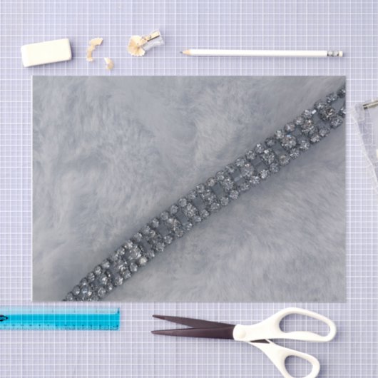 白いフェイク毛皮とダイヤモンドティッシュペーパー 薄葉紙 (クラフト)