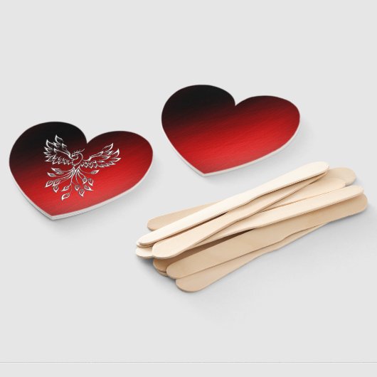 白いフェニックスが赤に赤く黒い灰に浮かぶ ハンドファン (組立なし)