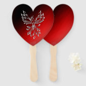 白いフェニックスが赤に赤く黒い灰に浮かぶ ハンドファン (正面&裏面)